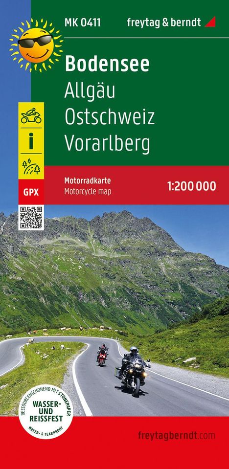 Bodensee, Motorradkarte 1:200.000, freytag &amp; berndt, Karten