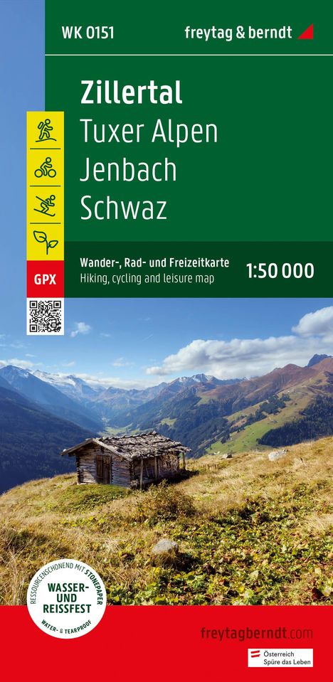 Zillertal, Wander-, Rad- und Freizeitkarte 1:50.000, freytag &amp; berndt, WK 151, Karten