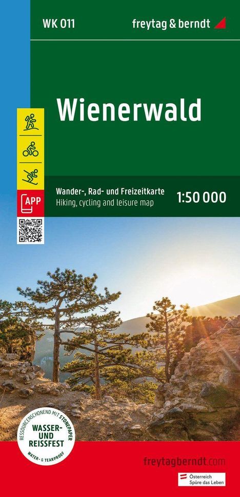 Wienerwald, Wander-, Rad- und Freizeitkarte 1:50.000, freytag &amp; berndt, WK 011, Karten