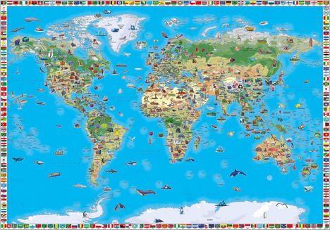 Weltkarte für Kinder, Schreibtischunterlage, freytag &amp; berndt, Karten