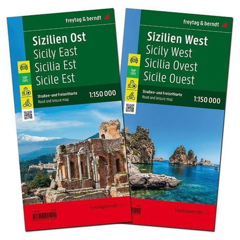Sizilien, Straßenkarten-Set 1:150.000, freytag &amp; berndt, Karten