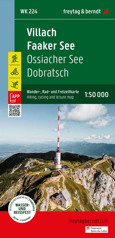 Villach - Faaker See, Wander-, Rad- und Freizeitkarte 1:50.000, freytag &amp; berndt, WK 224, Karten