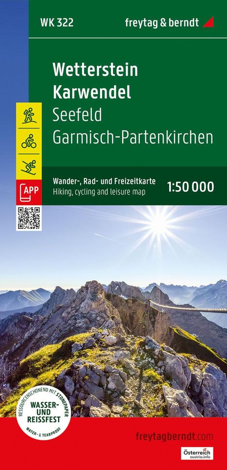 Wetterstein - Karwendel, Wander-, Rad- und Freizeitkarte 1:50.000, freytag &amp; berndt, WK 322, Karten