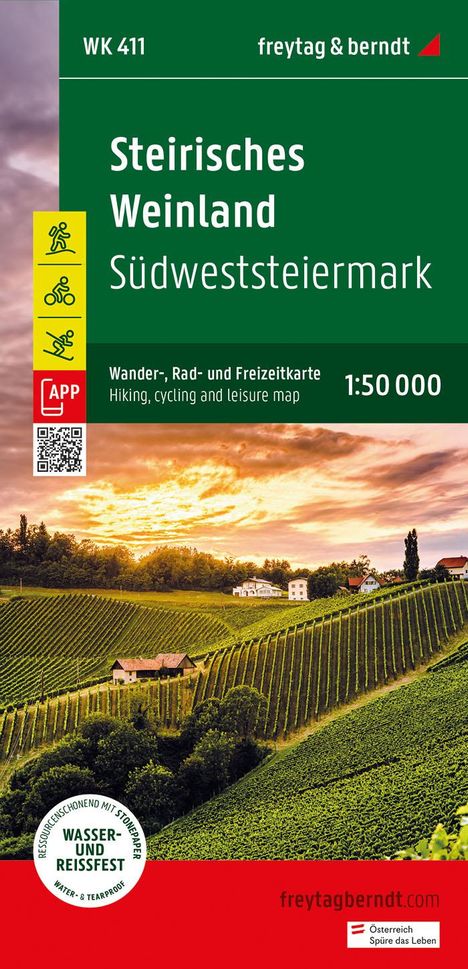 Steirisches Weinland, Wander-, Rad- und Freizeitkarte 1:50.000, freytag &amp; berndt, WK 411, Karten