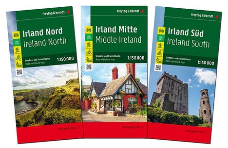 Irland, Straßen- und Freizeitkarten-Set 1:150.000, freytag &amp; berndt, Karten