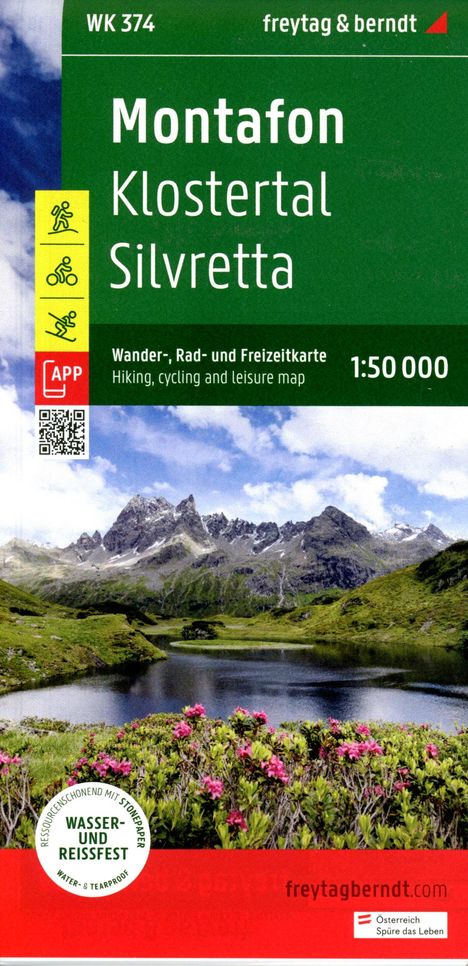Montafon, Wander-, Rad- und Freizeitkarte 1:50.000, freytag &amp; berndt, WK 374, Karten