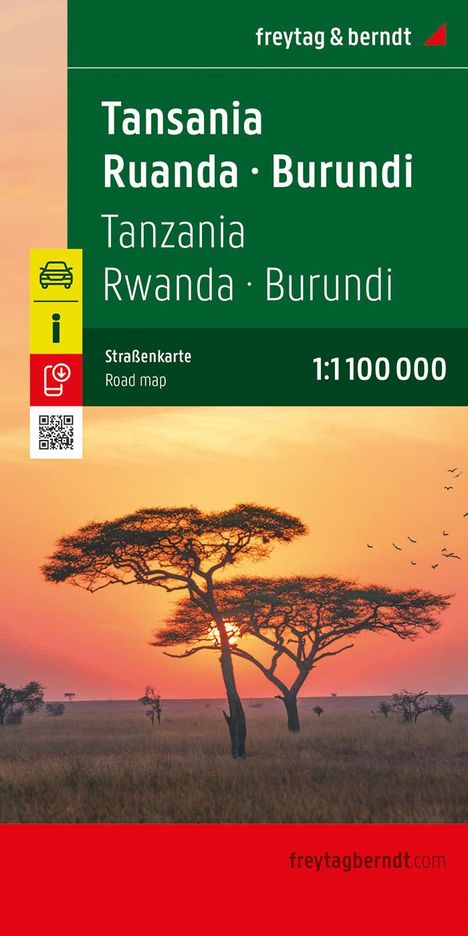 Tansania - Ruanda - Burundi, Straßenkarte 1:1.100.000, freytag &amp; berndt, Karten