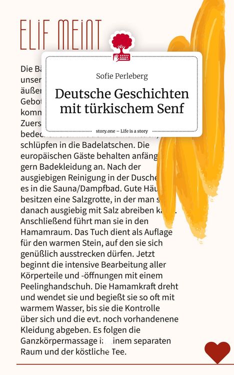 Sofie Perleberg: Deutsche Geschichten mit türkischem Senf. Life is a Story - story.one, Buch