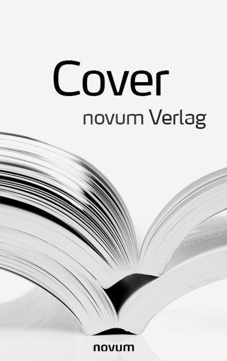 Text: "Cover, novum Verlag". Geöffnetes Buch, liegend, Seiten biegen sich sanft.