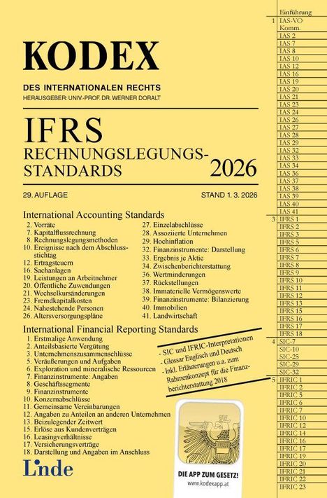 KODEX des internationalen Rechts, IFRS Rechnungslegungsstandards 2026, 29. Auflage, International Accounting Standards.