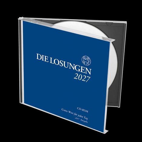 CD-Hülle mit blauem Cover. Text: "DIE LOSUNGEN 2026", "Gottes Wort für jeden Tag", "CD-ROM", "296. Ausgabe". Logo enthalten.