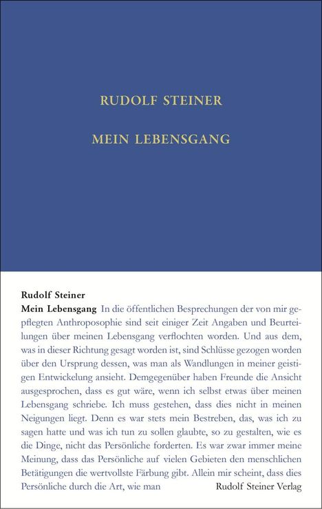 Rudolf Steiner: Mein Lebensgang, Buch