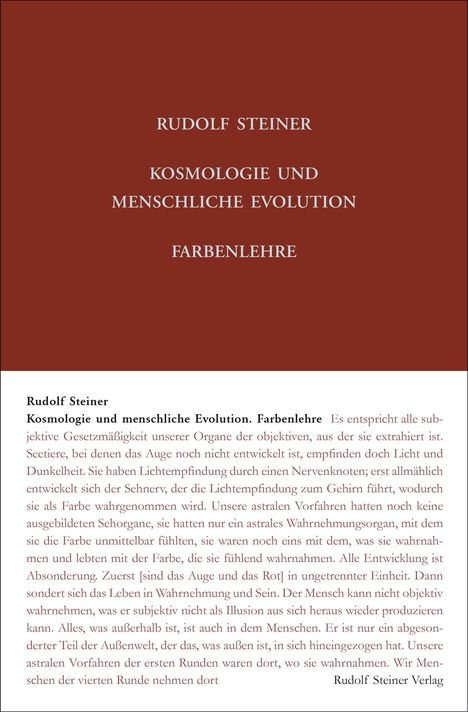 Rudolf Steiner: Kosmologie und menschliche Evolution. Farbenlehre, Buch
