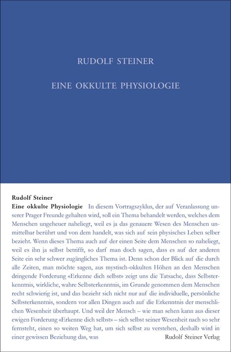 Rudolf Steiner: Eine okkulte Physiologie, Buch
