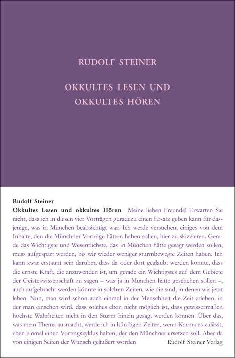 Rudolf Steiner: Okkultes Lesen und okkultes Hören, Buch