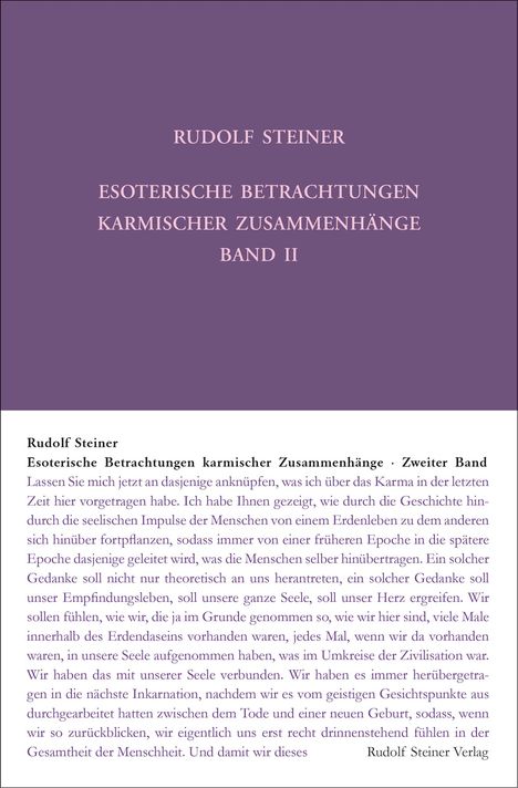 Rudolf Steiner: Esoterische Betrachtungen karmischer Zusammenhänge, Buch