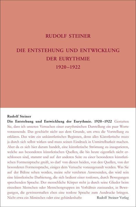 Rudolf Steiner: Die Entstehung und Entwicklung der Eurythmie 1920-1922, Buch