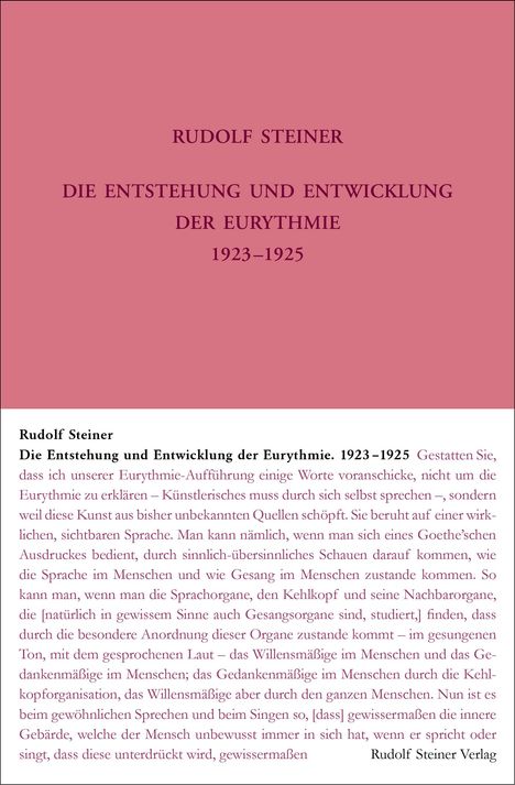 Rudolf Steiner: Die Entstehung und Entwicklung der Eurythmie 1922-1924, Buch