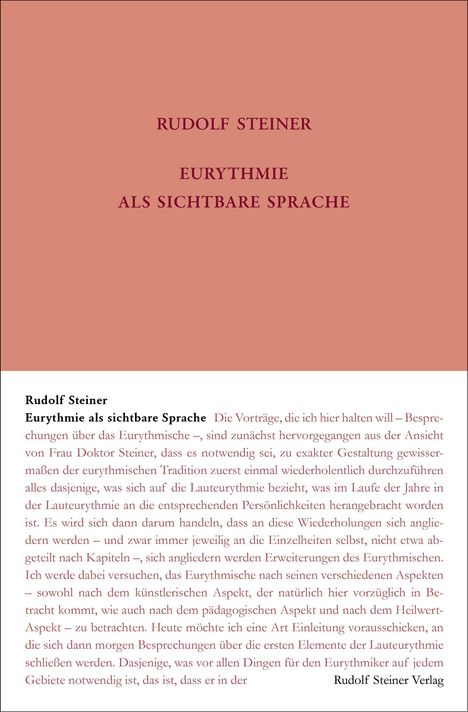 Rudolf Steiner: Eurythmie als sichtbare Sprache, Buch