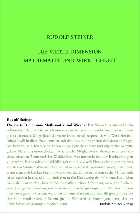 Rudolf Steiner: Die vierte Dimension. Mathematik und Wirklichkeit., Buch