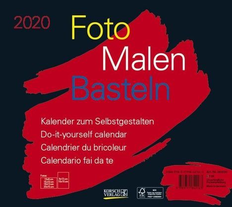 Foto-Malen-Basteln Bastelkalender quer schwarz 2020, Diverse