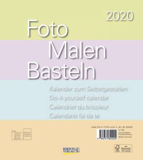 Foto-Malen-Basteln Bastelkalender Pastell 2020, Diverse