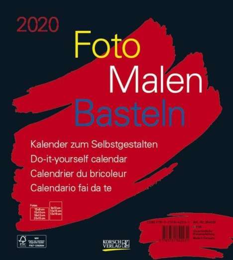 Foto-Malen-Basteln Bastelkalender schwarz 2020, Diverse