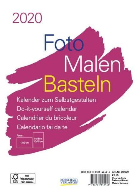 Foto-Malen-Basteln Bastelkalender A5 weiß 2020, Diverse