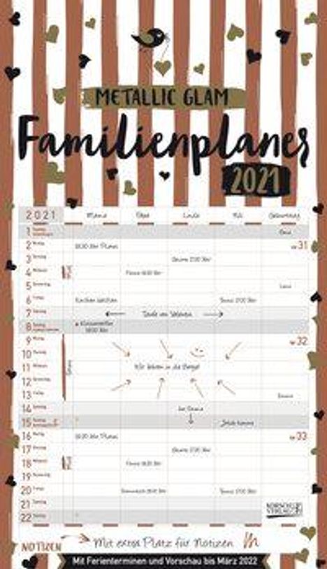 Familienplaner Metallic Glam 2021, Kalender