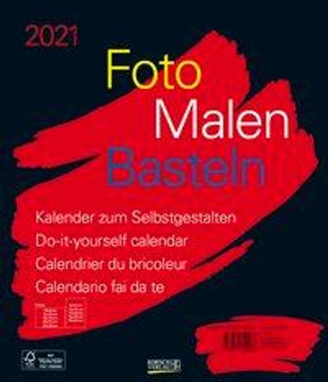 Foto-Malen-Basteln Bastelkalender schwarz groß 2021, Kalender