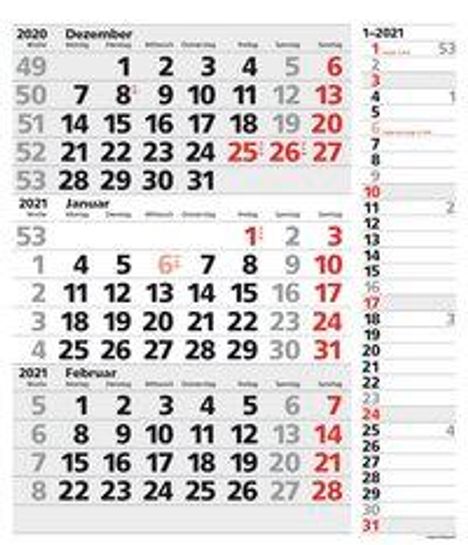 3-Monats-Planer XL Combi 2021, Kalender
