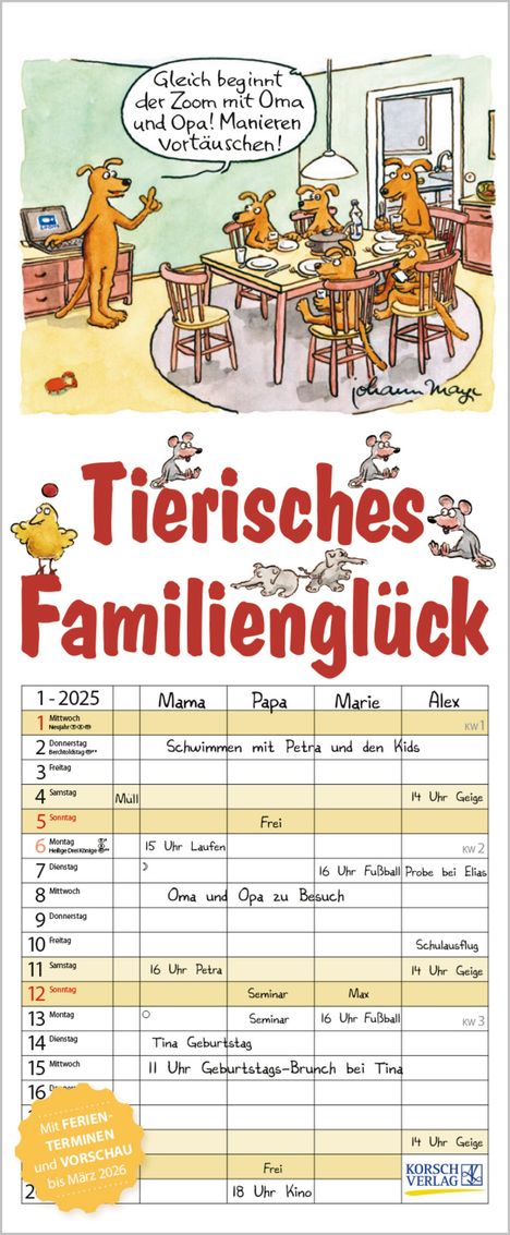 Tierisches Familienglück 2025, Kalender