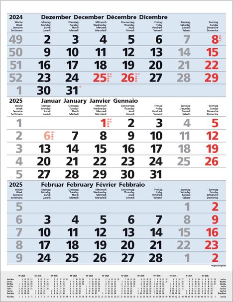 3-Monats-Planer Comfort Blau 2025, Kalender