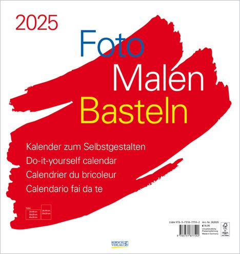 Foto-Malen-Basteln Bastelkalender weiß groß 2025, Kalender