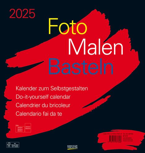 Foto-Malen-Basteln Bastelkalender schwarz groß 2025, Kalender