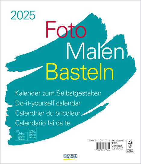 Foto-Malen-Basteln Bastelkalender weiß groß 2025, Kalender