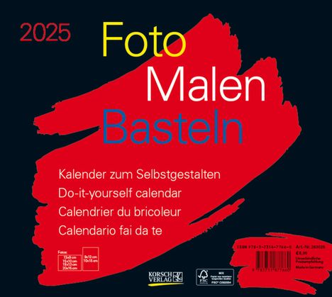 Foto-Malen-Basteln Bastelkalender quer schwarz 2025, Kalender