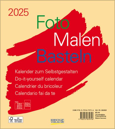 Foto-Malen-Basteln Bastelkalender beige 2025, Kalender