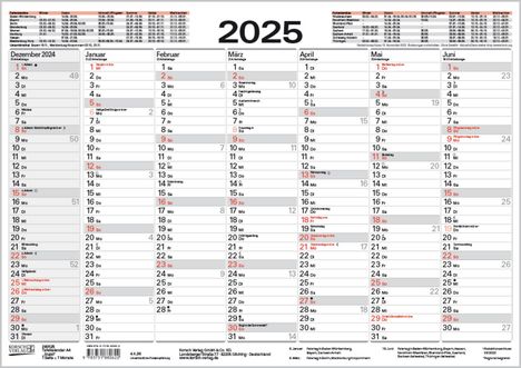 Tafelkalender A4 "Stabil" 2025, Kalender