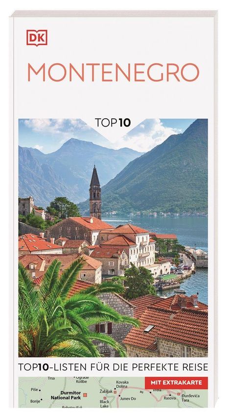 MONTENEGRO, TOP 10, Top 10-Listen für die perfekte Reise. Darunter eine Küstenlandschaft mit Bergen und roten Dächern.