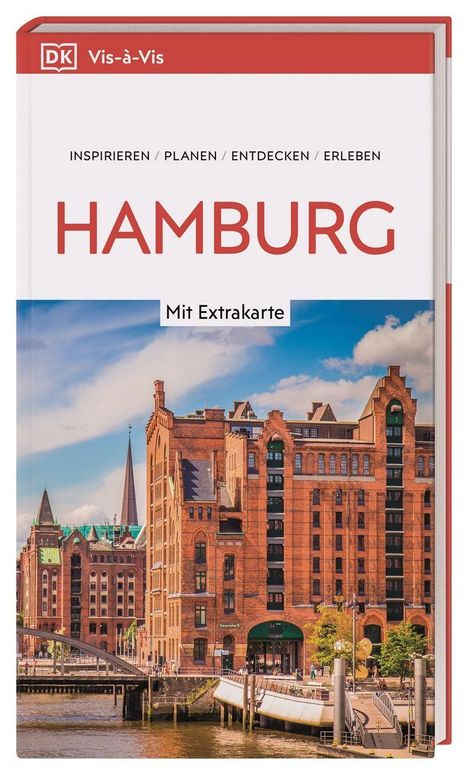 "HAMBURG" in großen Buchstaben, darunter "Mit Extrakarte". Abbildung zeigt historische Backsteingebäude am Wasser.