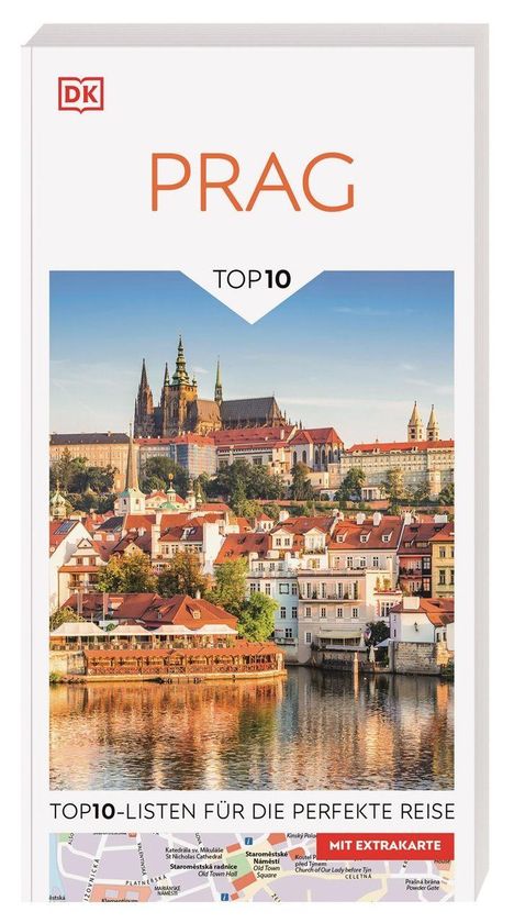 Text: "PRAG", "TOP10", "TOP10-LISTEN FÜR DIE PERFEKTE REISE", "MIT EXTRAKARTE".  
Foto der Prager Skyline mit Fluss.