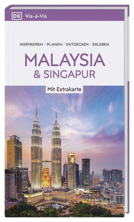 "Malaysia & Singapur. Mit Extrakarte." Oben ein Logo und "Vis-à-Vis". Darunter die Petronas Towers bei Dämmerung.