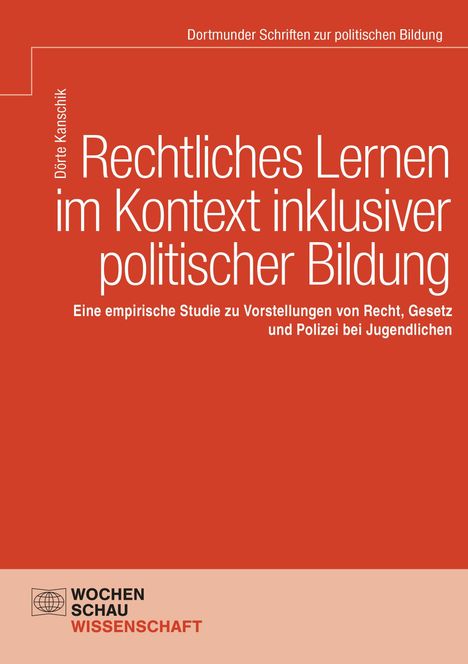 Titel: "Rechtliches Lernen im Kontext inklusiver politischer Bildung". Rotes Cover, unten ein Logo der "Wochenschau Wissenschaft".
