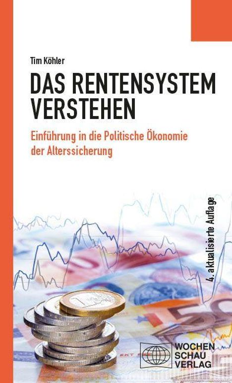 "Das Rentensystem verstehen. Einführung in die politische Ökonomie der Alterssicherung." Münzen, Diagramme, Verlag-Logo.