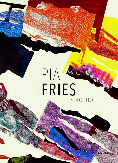 "Pia Fries Soloduo" in schwarzer Schrift. Bunte, abstrakte Elemente und Farbspritzer auf hellem Hintergrund.