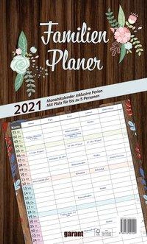 Familienplaner Holz 2021, Kalender
