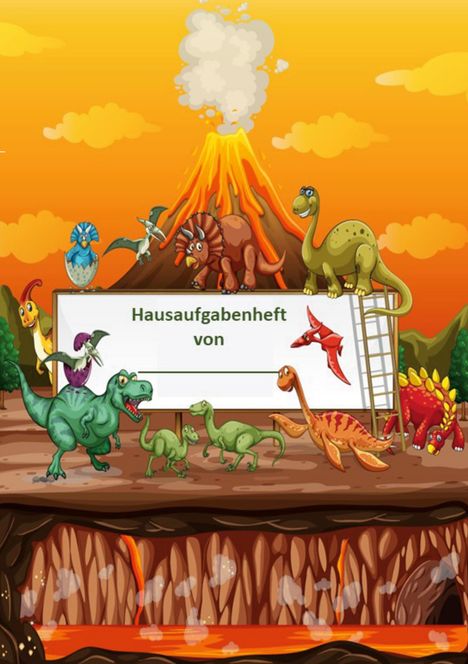 Lisa Hubert: Hausaufgabenheft Dino-Design, Buch