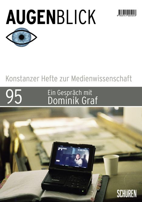 "AugenBlick", "Konstanzer Hefte zur Medienwissenschaft", "95", "Ein Gespräch mit Dominik Graf". Tablet, Bücher, Becher.
