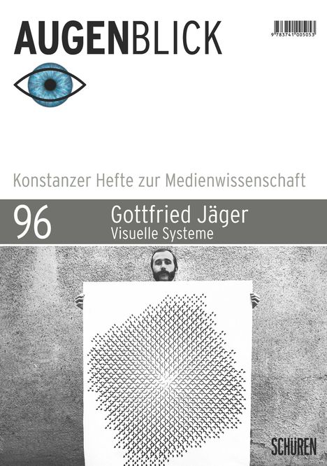 "Augenblick 96: Gottfried Jäger Visuelle Systeme. Illustration eines Mannes mit einem geometrischen Muster."